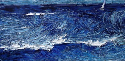 Lia Aminov Sea and sailboat, 40x20 cm, 2015.jpg